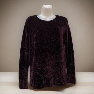 Orvis Women’s Dark Purple Long Sleeve Pullover Chenille Sweater Size S EUC